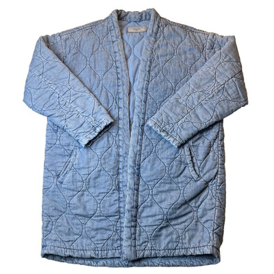Blank NYC Womens Jacket Hold Me Close Tie-waist Quilted Light Wash Denim Size S