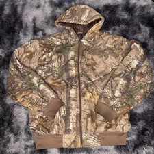 Lodge Outfitters Men's Cotton Blend Brown Camo Full Zip Hunting Hoodie Jacket S