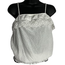 Poetry Womens Swiss Dot Boho Top Size M White...