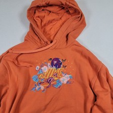 Nike Embroidered Hoodie Men's Sz Small Orange Floral