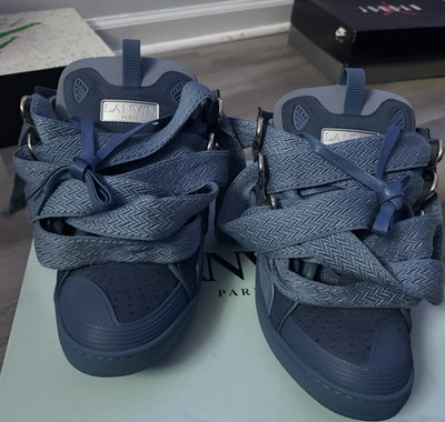 Lanvin Curb Monochrome Blue Men's Sneakers Lace Up FM-SKRK11-MONO-E24