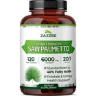 Zazzee Extra Strength Saw Palmetto 20:1 Extract, 6000 mg Strength, 120 Capsules