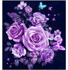 Rare DIY 5D Fashion Diamond Purple Roses Art Painting Kit C026