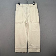 By Anthropologie Womens Size 27 High-Waisted Cream Wide-Leg Pants Cotton Blend
