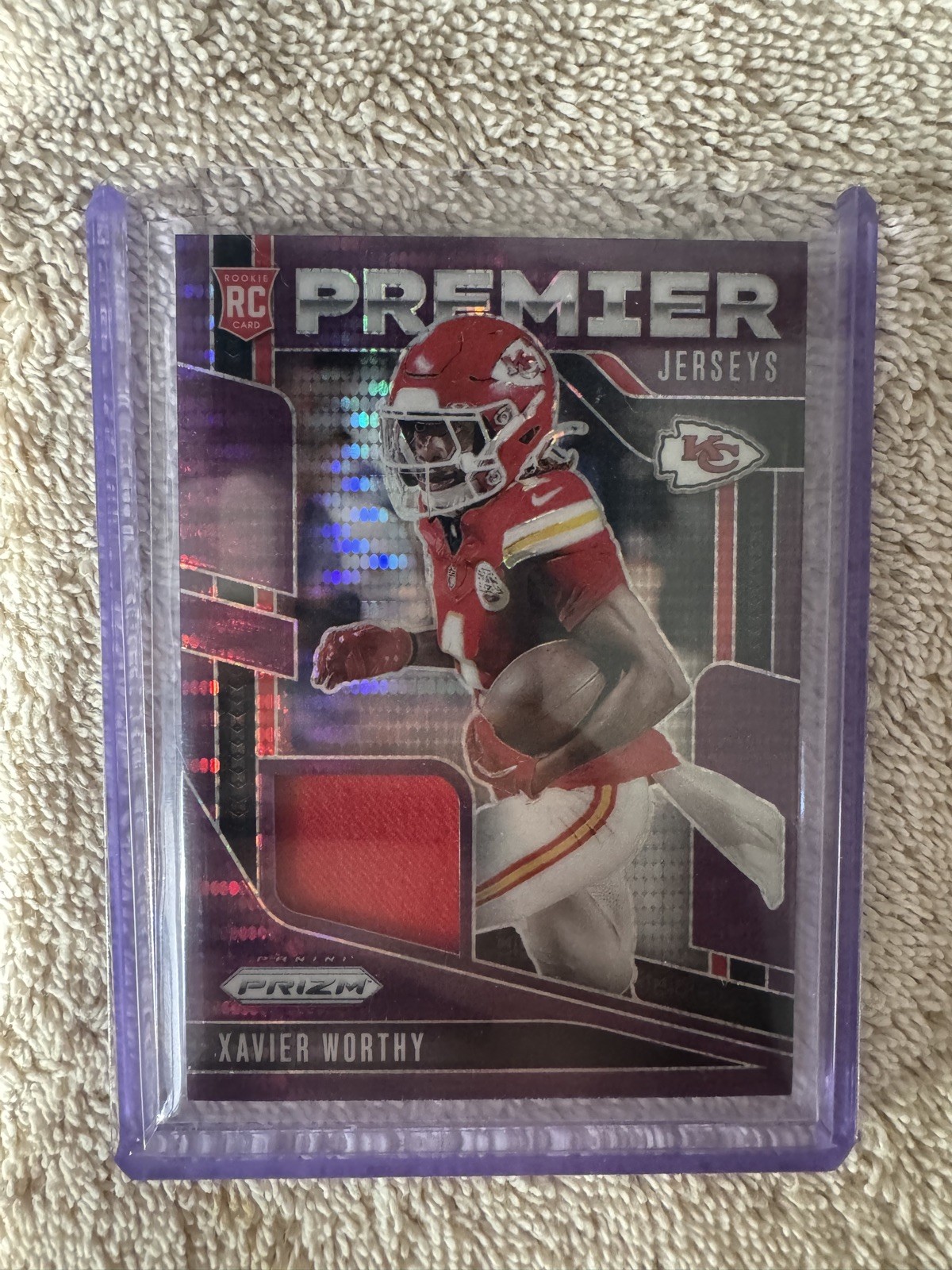 2024 Panini Prizm - Premier Jerseys Xavier Worthy #PJ-XWY Purple Pulsar Prizm RC