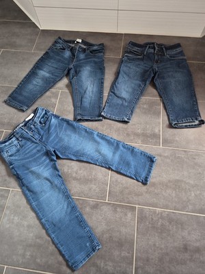 Jeans Dreiviertel Kurz Caprijeans Stretch Hose Gr 34/36 S 26/27