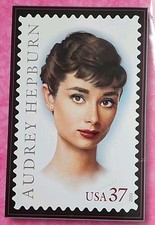 Sello postal Audrey Hepburn litografía ampliada sobre metal 2003 111/2 x 171/2