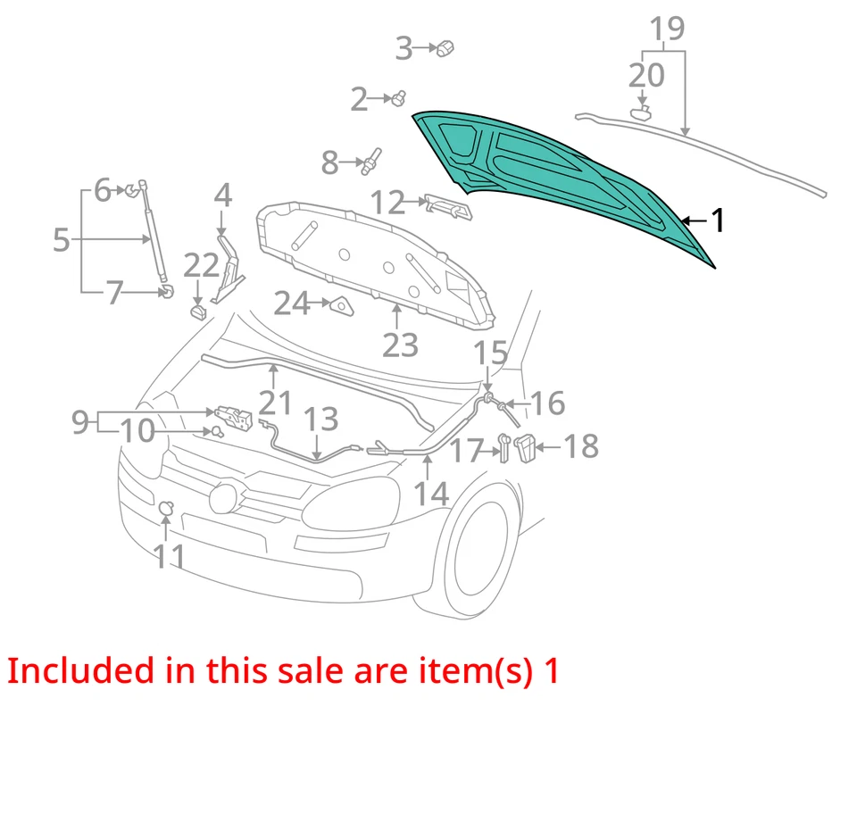 Оригинальный капот Volkswagen Jetta 2005-2010 годов выпуска H2DRR - Изображение 2 из 3