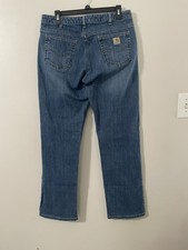 Women  s Carhartt Relaxed Fit Bootcut Jeans Size 10 x 32 medium wash