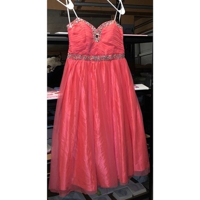 XXL 2XL 18  Deb hot pink satin tulle rhinestone strapless ballgown dress prom
