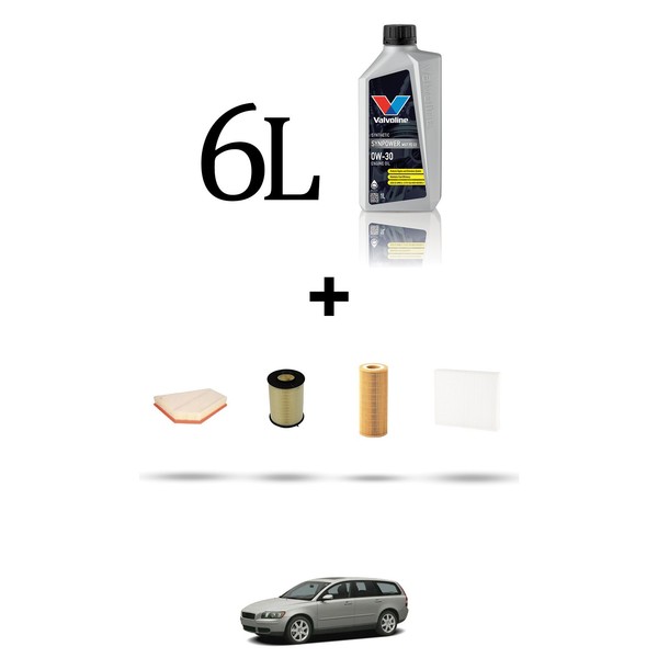 Hoffcar Wartungskit 4 Filter Und 6L ÖL FüR Volvo V50 2.0 D3 110KW Ab 2010-image