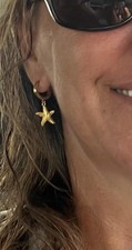 14K Gold Plated Huggie Earrings   Beachy Star...