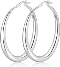 S925 Sterling Silver Hoop Earrings Large Silver Hoop Earrings for Women Hypoalle