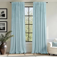Light Blue Velvet Blackout Curtains 52 W x 96 L