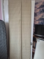 Long Stripey Cream Eyelet Curtains For Patio Door/Long Window 2 Pairs