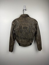 Harley-Davidson Men&rsquo;s Leather Jacket XXS Embossed Eagle Motorcycles Brown