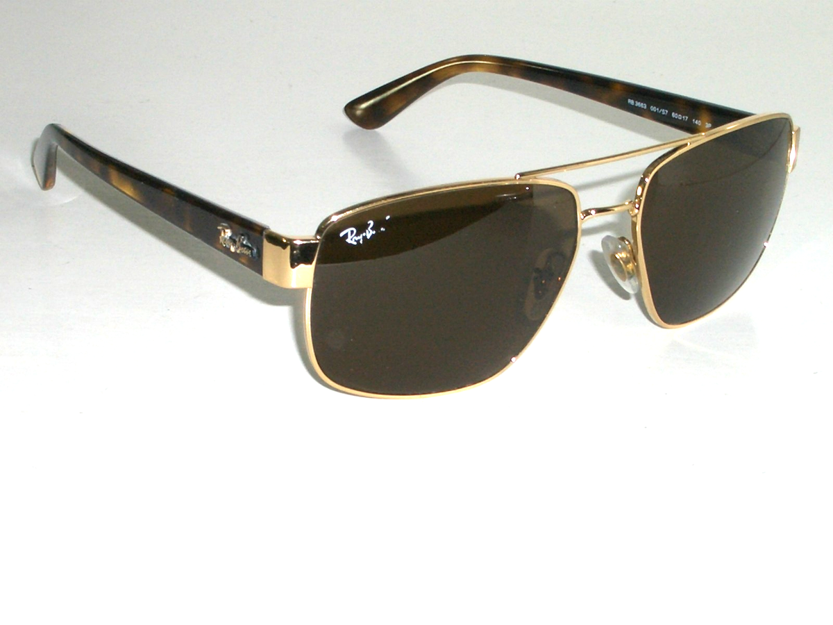 RAY BAN ITALY RB3663 60[]17 140 SLEEK BROWN POLARIZED GOLD AVIATOR