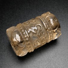 Tibetan Buddhism Crystal Six Word Proverb Dzi Bead Amulet Necklace Pendant g2870