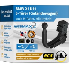 ANHÄNGERKUPPLUNG für BMW X1 U11 ab 22 vert. abnehmbar GDW +7pol E-Satz ABE