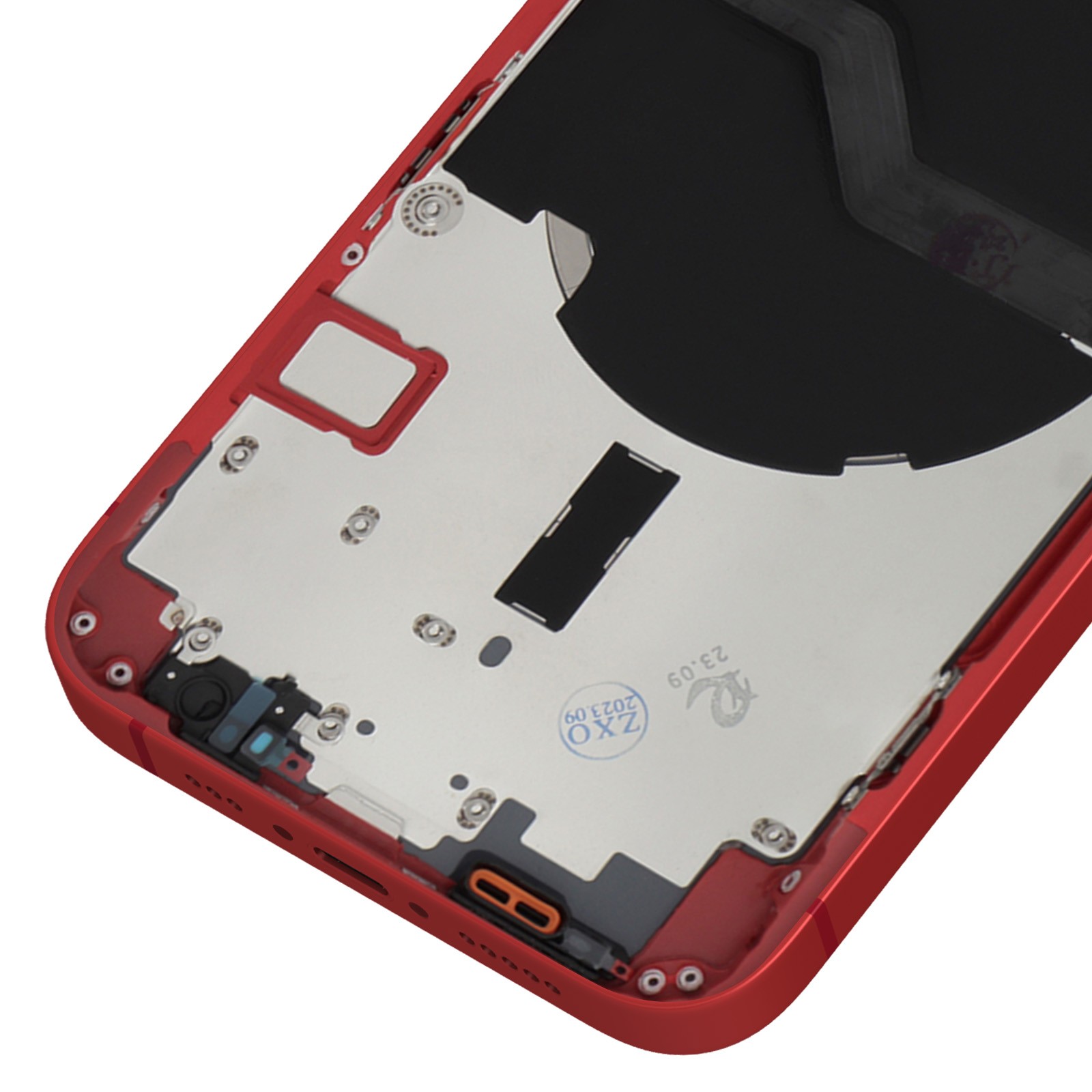 Cadre et cache batterie pour iPhone 12 Clappio complet rouge en aluminium - 3