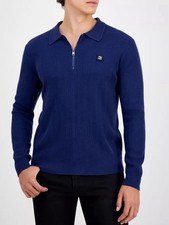 Hugo by Hugo Boss Men's Large Sastoro Quarter-Zip Sweater Dark Blue