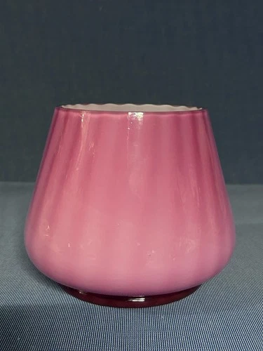 Vintage Fenton Art Glass 5" Rose/Pink Overlay Cased Glass Jar Fenton Vase