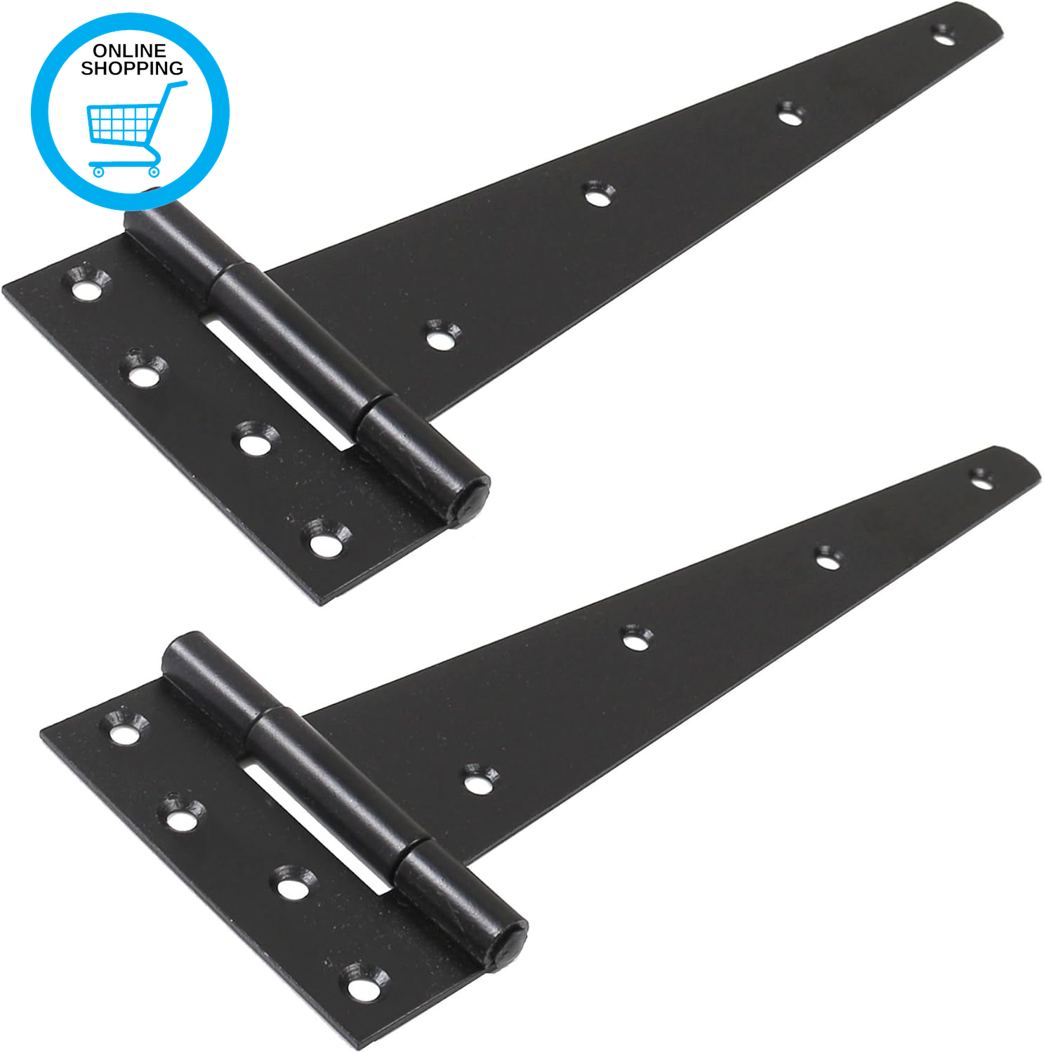 2X Black 18""/450Mm Tee Hinges - Shed/Gate/Barn Door T Hinges