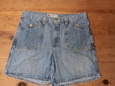 Vtg Faded Glory Utility Jean Shorts Women 12 Blue 100 Cotton Denim Walking Jort