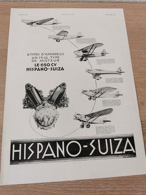 Hispano Suiza 1931 Flugzeugmotor 650 PS - Original Werbung - 1111