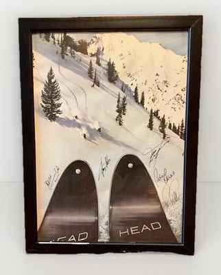 VTG Ski Wall Art Framed Large Signed OOAK Wolfgang Lert Poster Rare Lodge Stage