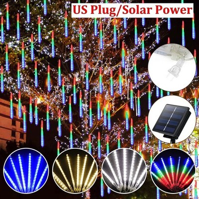 Solar LED Meteor Shower Rain Tree Lights String Light Party Outdoor Garden Decor
