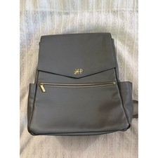 Freshly Picked Gray Faux Leather Diaper Backpack Travel Baby Bag Large