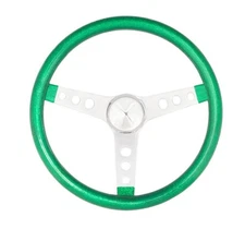 Grant Products 8462 15" Metal Flake Steering Wheel - Green, 3-Spoke Design