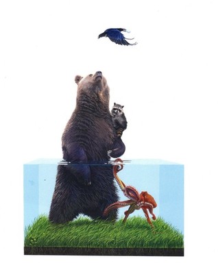 Josh Keyes ''Totem II (Raven Steals the Light)'': Frame it