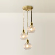 Ceiling Light Fitting Pendant 3 Drop Cluster Glass Shades Hanging  Living Room