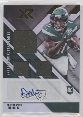 2020 Panini XR Rookie Triple Swatch Auto /199 Denzel Mims #223 Rookie Auto RC