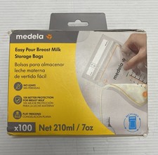 Medela Easy Pour Breastmilk Storage Bags 100 Count 7oz/210ml Disposable,