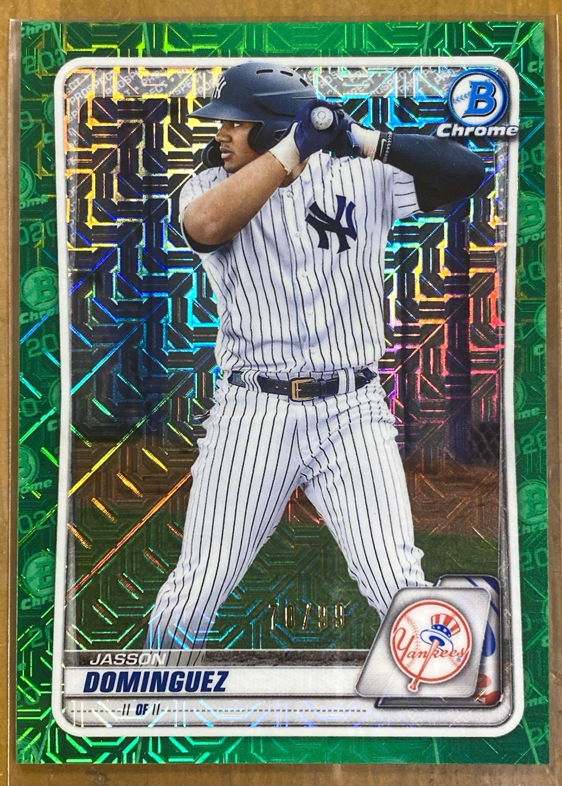 2020 BOWMAN CHROME, JASSON DOMINGUEZ /99, GREEN MOJO, #BCP-243
