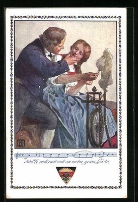 Künstler-AK Karl Friedrich Gsur: Deutscher Schulverein Nr. 366: Mann nähert sic 