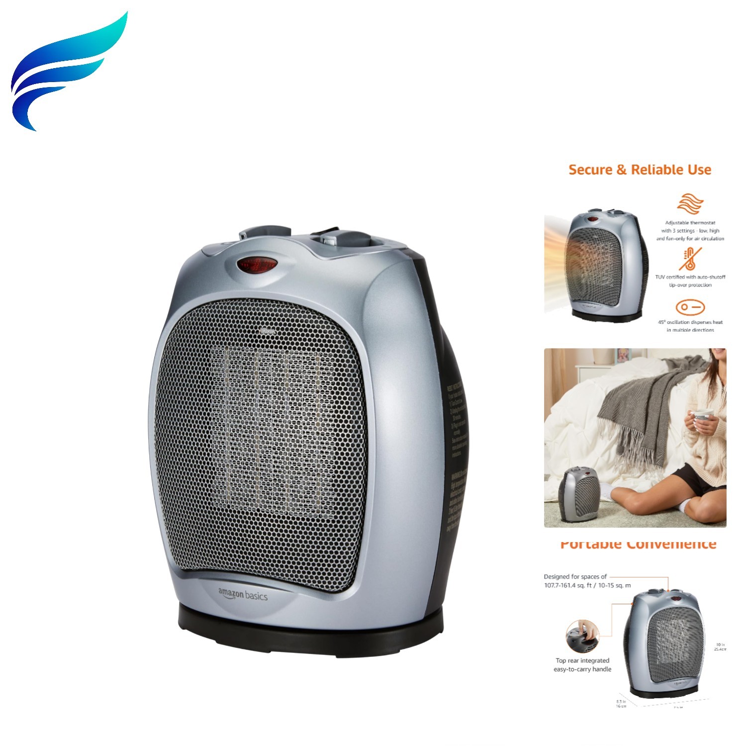 With Overheat Protection - 1500w Silver