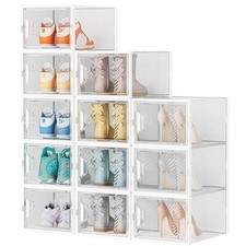 Shoe Storage, 12 Pack X-Large Shoe Organizer for Closet, Shoe Boxes Clear Pla...