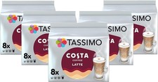 Tassimo Costa Latte Coffee Pods x8 (Pack of 5, Total 40 Drinks