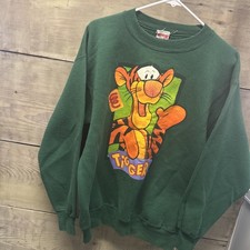 Vintage 90s Disney Tigger Crewneck Sweatshirt Green Size M Made In The USA