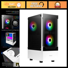 RGB Gaming PC Case ATX Mid Tower, Tempered Glass, Magnetic Dust Filter, 3 ARGB F