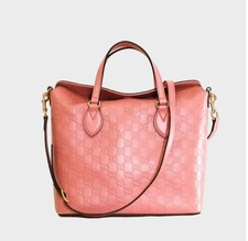 GUCCI GG Pattern Shoulder Hand Bag Magnetic Leather Pink Gold Hardware Japan