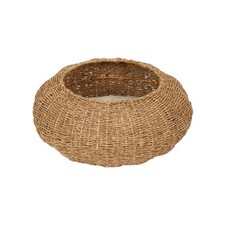 Wicker Dome Cat Bed Small Dog Pet House Natural Seagrass Tan Cream