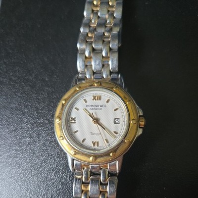 Raymond Weil Tango Watch Women 28mm White Dial Two Tone Date Round 5360 New Batt