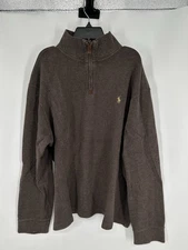Polo Ralph Lauren Quarter 1/4 Zip Pullover Sweater Leather Zipper Tab Mens XL
