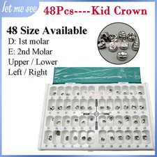1Box Dental Kids Primary Molar Crowns Stainless Steel Preformed Crowns 48 Sizes