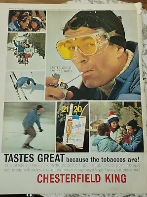 1963 Chesterfield King cigarettes Ski Stratton mountain Vermont vintage ad 